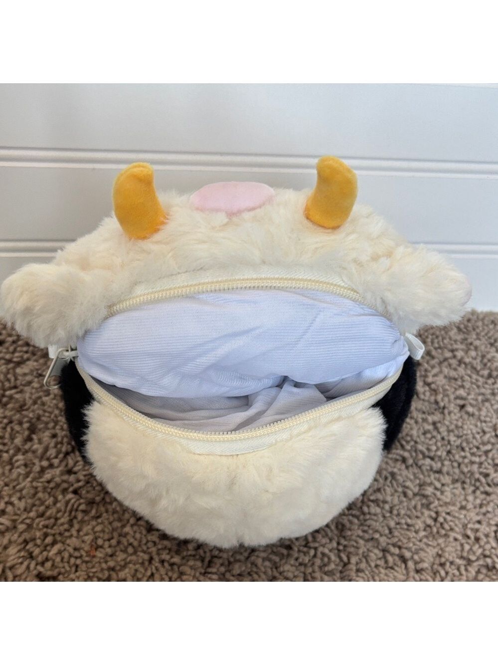 Adorable Plush Monster Stuffed Animal - Cream and Black - Picture 5 of 5